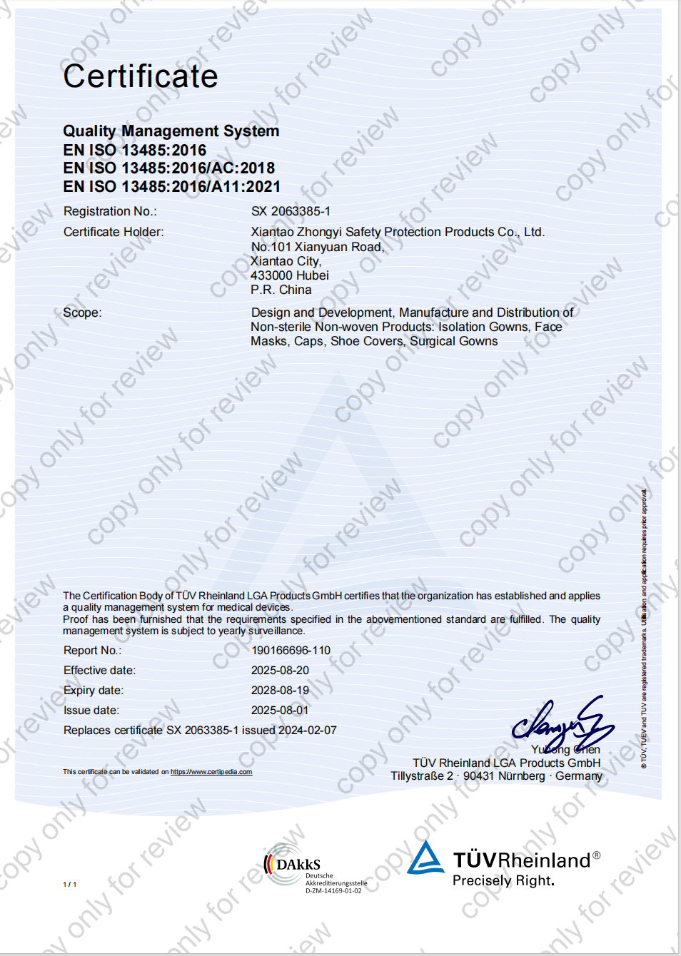 Xiantao Zhongyi Safety Protection Products Co.,Ltd.